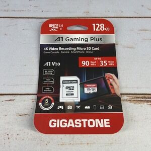 Gigastone Gaming Plus 128 GB MicroSD Memory Card with Adapter U1 Full HD Video